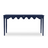 a navy blue console table with scalloped edges