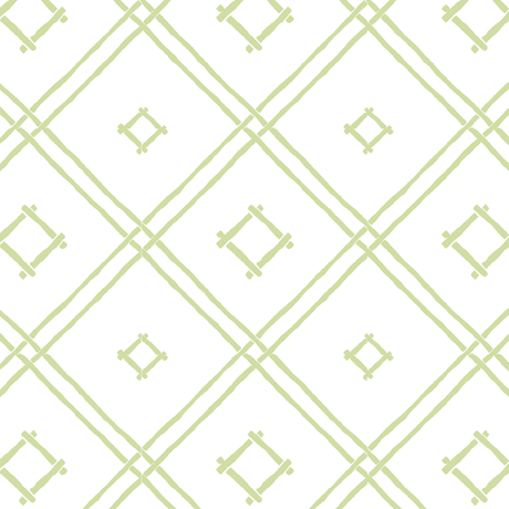 a green bamboo trellis fabric on a white background by madcap cottage