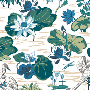 Meadow Club Ocean Blue Pre-Pasted Wallpaper Sample