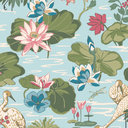 Meadow Club Sky Blue Pre-Pasted Wallpaper Sample