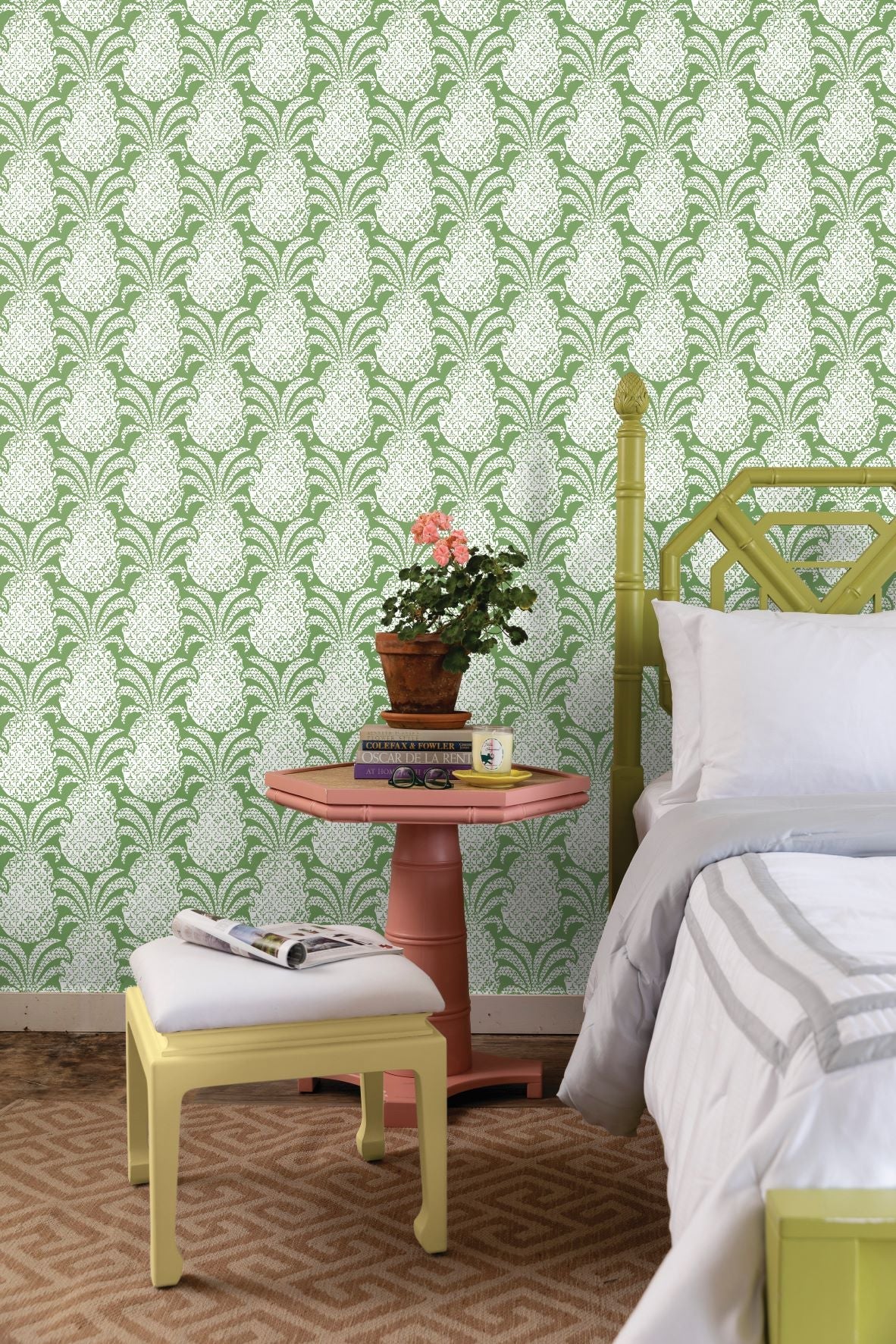 Sewzinski Boho Florals Pink Green Removable Wallpaper  Urban Outfitters