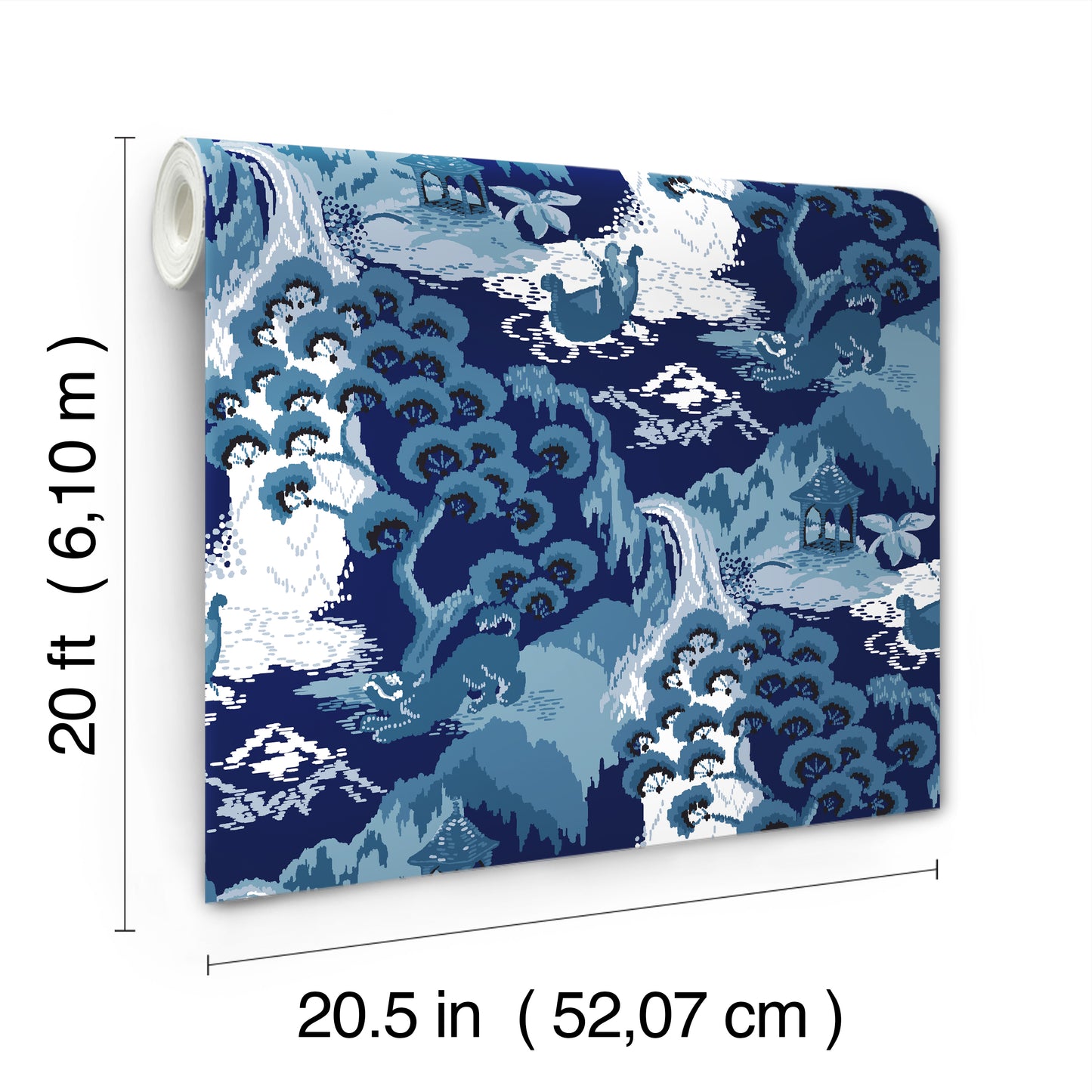Old Peking Navy Blue Peel & Stick Wallpaper