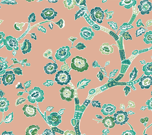 Temple Garden Coral Peel & Stick Wallpaper Sample