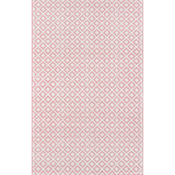 Pink and ivory diamond patterned flatweave area rug with repeating geometric design, modern woven area rug.