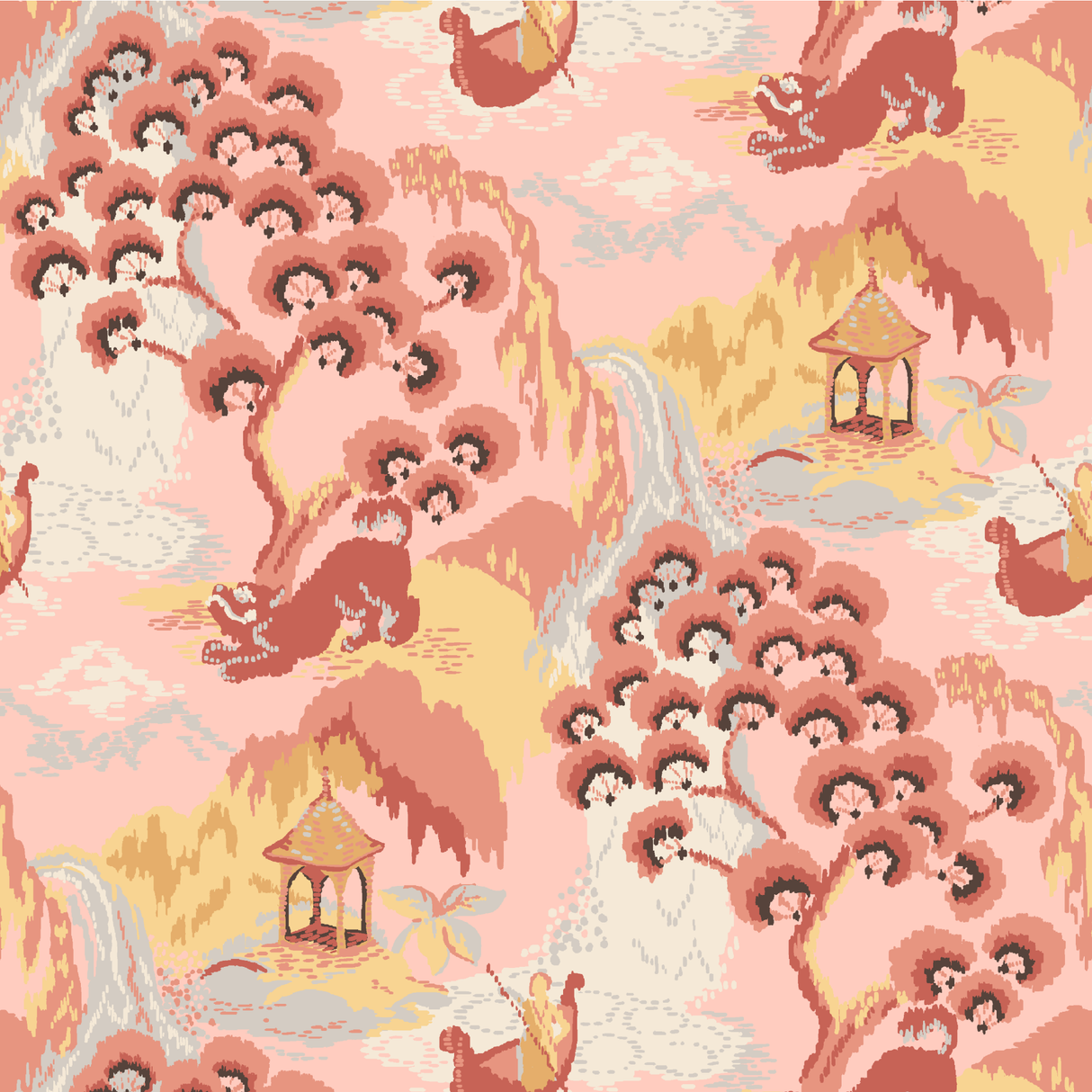Old Peking Fabric - Bahama Pink