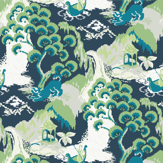 Old Peking Jungle Green Fabric Sample