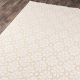 Seville wool yellow patterned flatweave area rug with subtle textured design.
