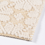 Seville wool yellow patterned flatweave area rug with subtle textured design.