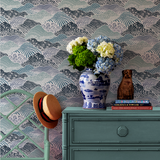 Shangri-La All Over Blue Wallpaper Sample