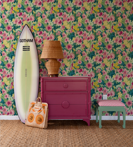 Sissinghurst Strawberry Pink Wallpaper Sample