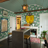 Swans Island Moss Green Floral Pre-Pasted Wallpaper