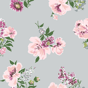 Swans Island Paris Grey Floral Pre-Pasted Wallpaper Sample