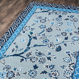 Temple Garden Wool Blue Area Rug