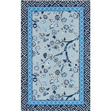 Temple Garden Wool Blue Area Rug
