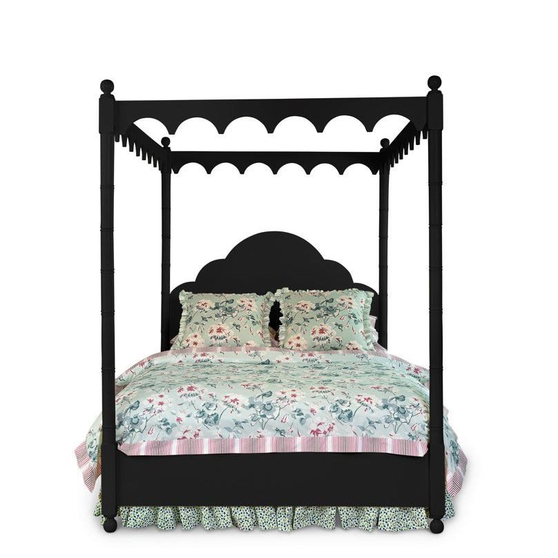 a black four poster canopy bed