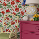 Cottage Grove Geranium Red Wallpaper