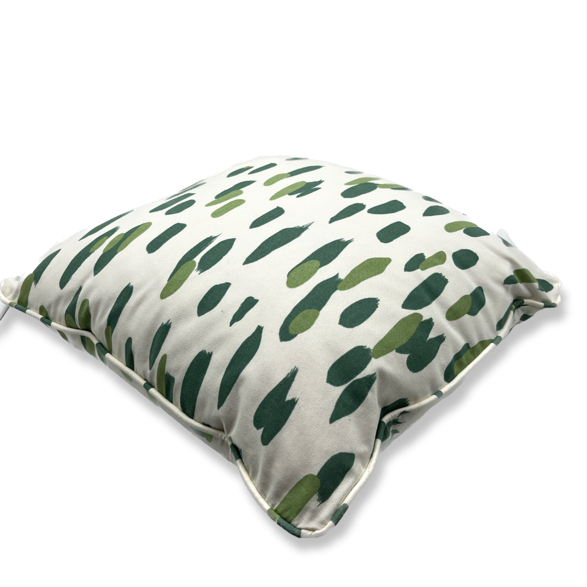 Club House Brushstroke throw pillow with an abstract green brushstroke pattern on a white background.