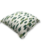 Club House Brushstroke throw pillow with an abstract green brushstroke pattern on a white background.