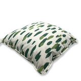 Club House Brushstroke throw pillow with an abstract green brushstroke pattern on a white background.