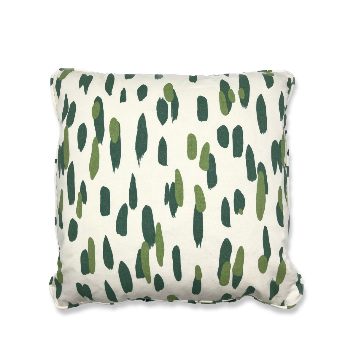 Club House Brushstroke throw pillow with an abstract green brushstroke pattern on a white background.