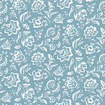a floral blue and white fabric in a pattern called "Hampton Court" by Madcap Cottage