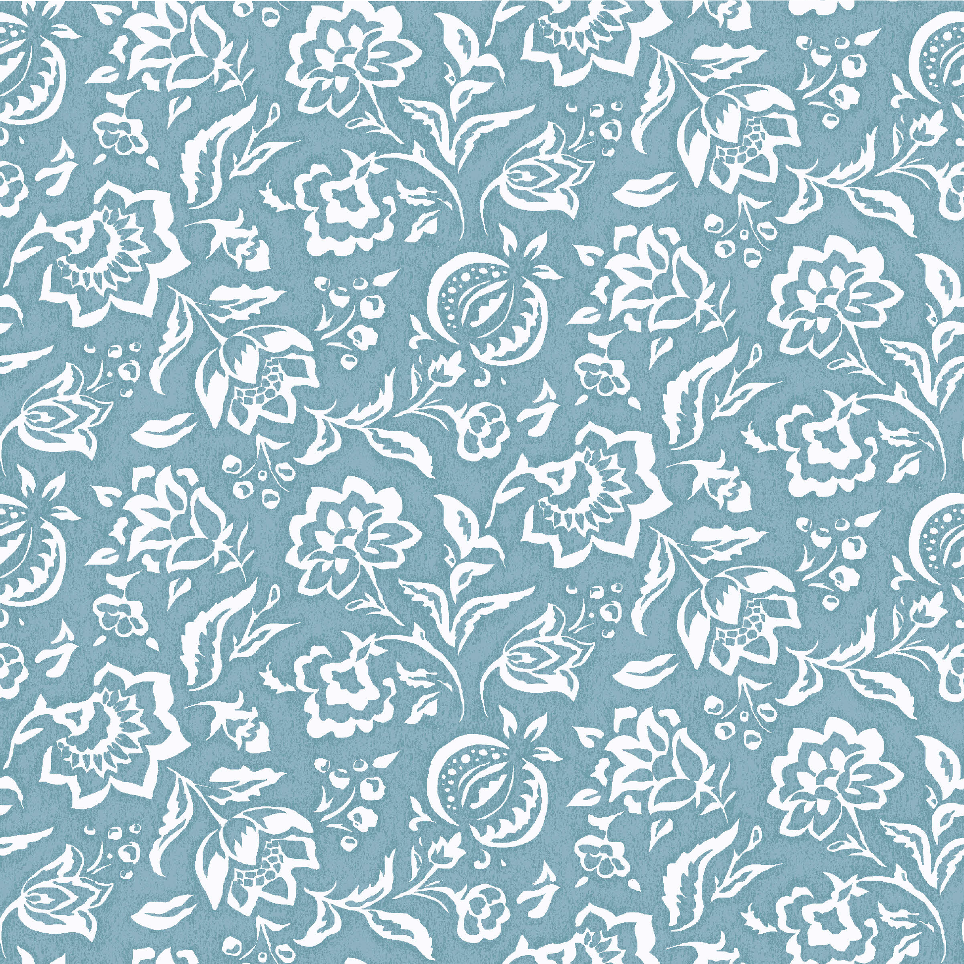 a floral blue and white fabric in a pattern called "Hampton Court" by Madcap Cottage