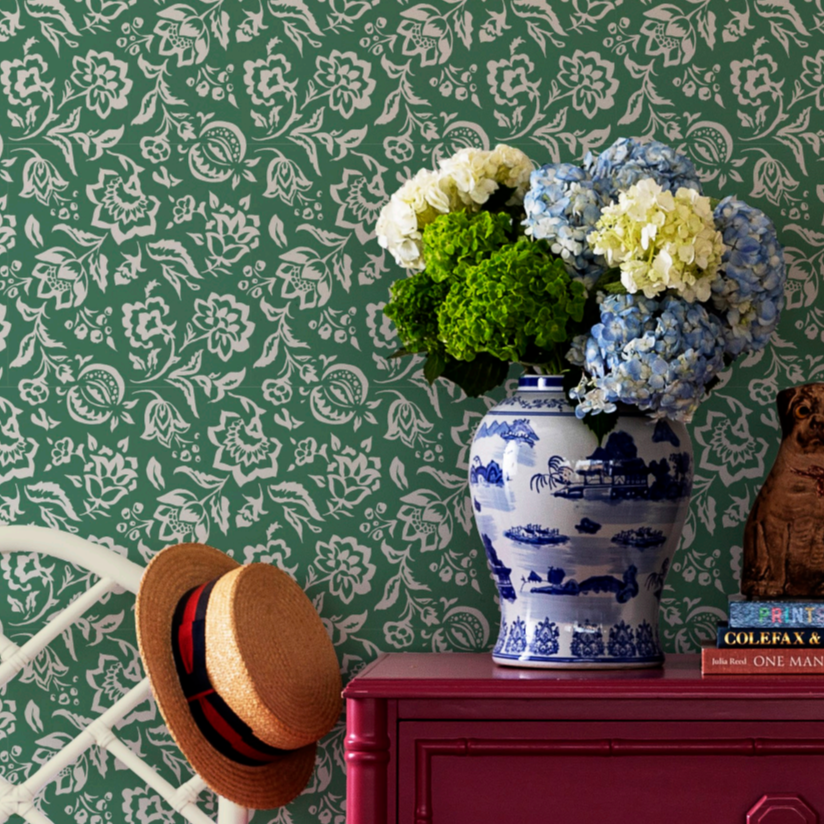 Hampton Court Forest Green Wallpaper Sample