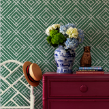 Island House Forest Green Wallpaper Sample