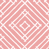 A pink and white bamboo trellis fabric from madcap cottage