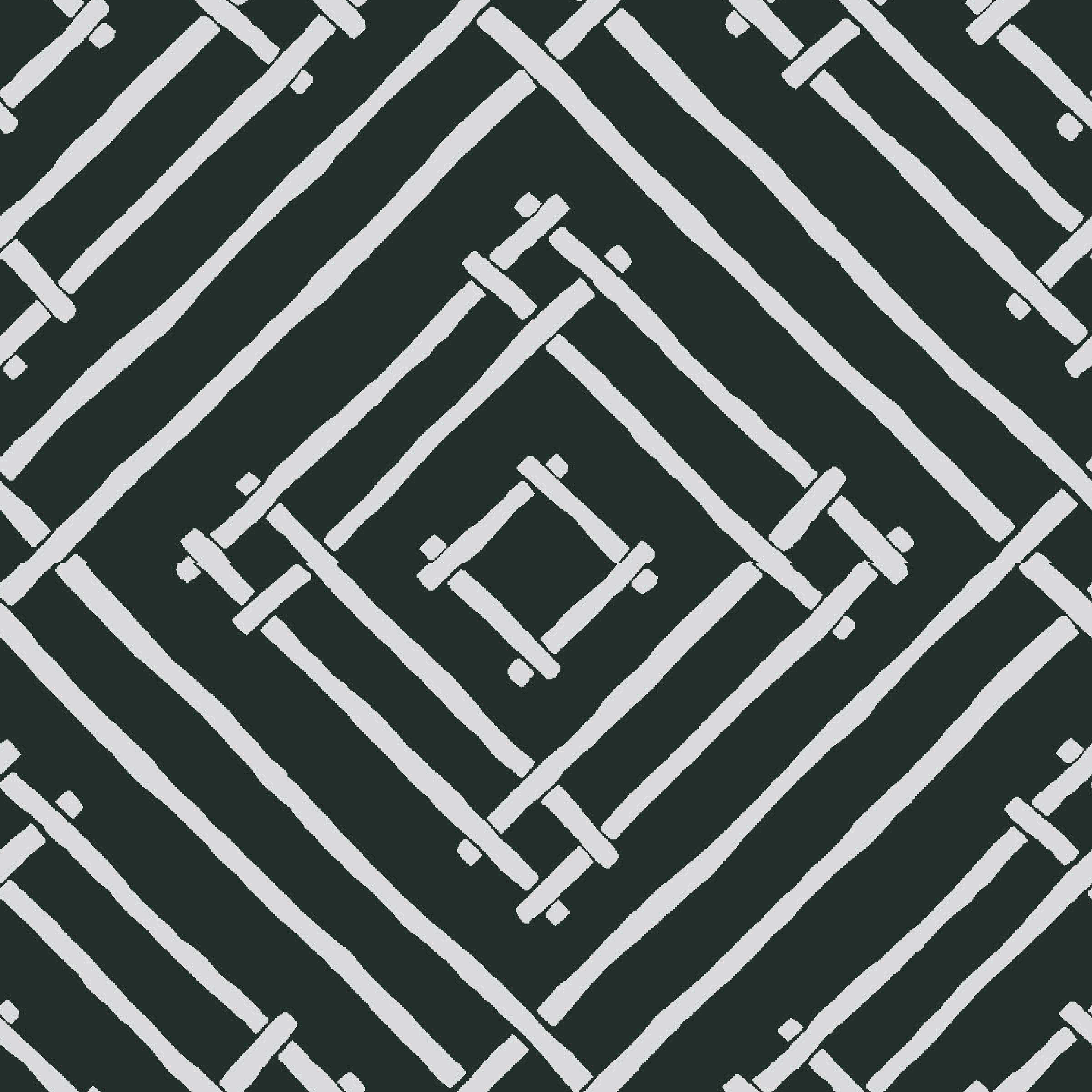 a black and white bamboo trellis fabric called Island House by Madcap Cotttage