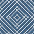 a blue and white bamboo trellis fabric called Island House by Madcap Cotttage