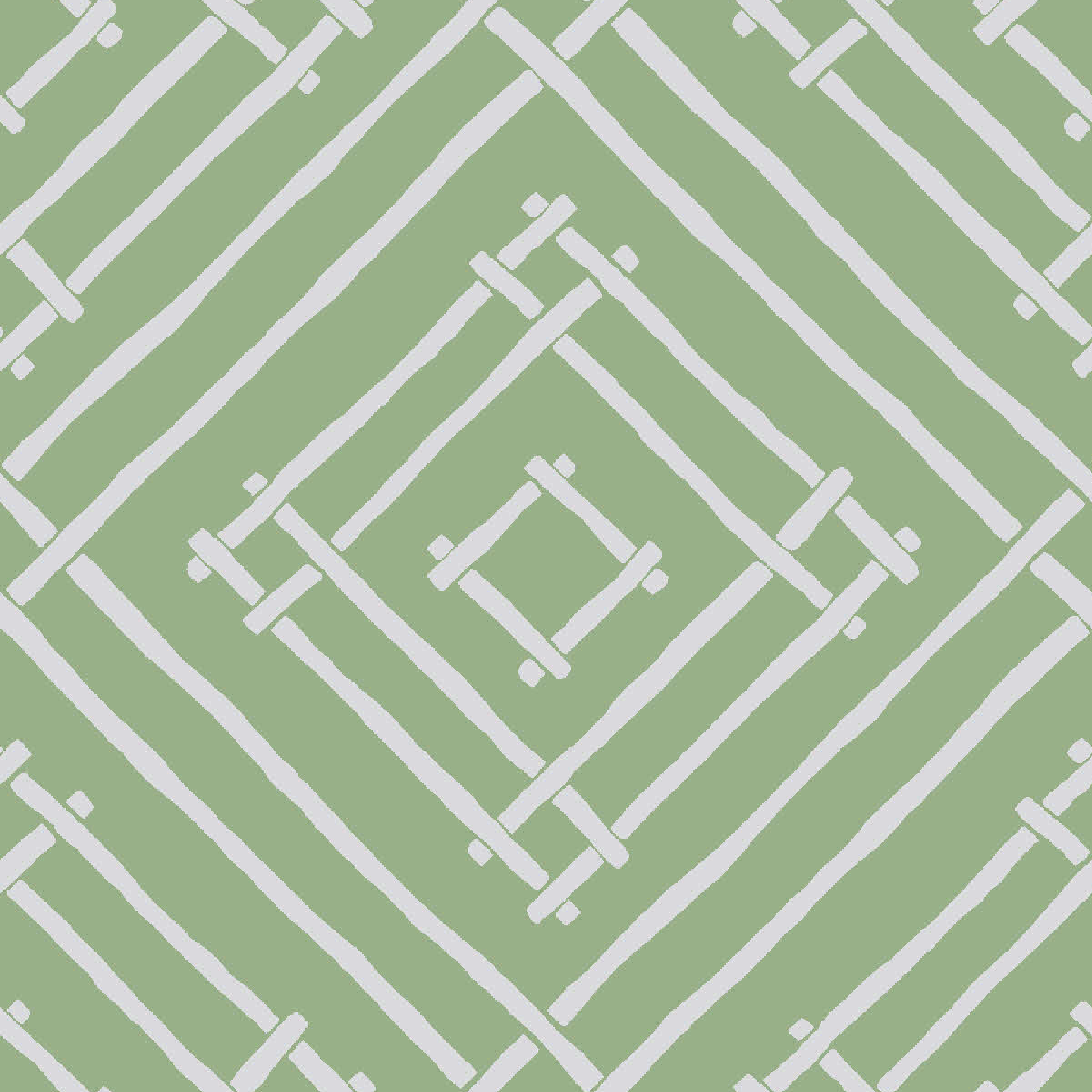 a green and white bamboo trellis fabric called Island House by Madcap Cotttage