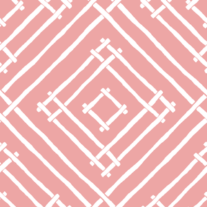 A pink and white bamboo trellis fabric from madcap cottage