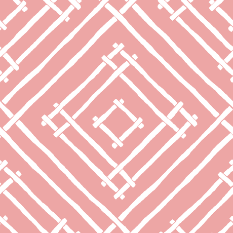 A pink and white bamboo trellis fabric from madcap cottage