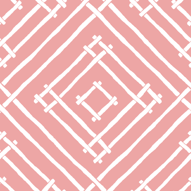 A pink and white bamboo trellis fabric from madcap cottage