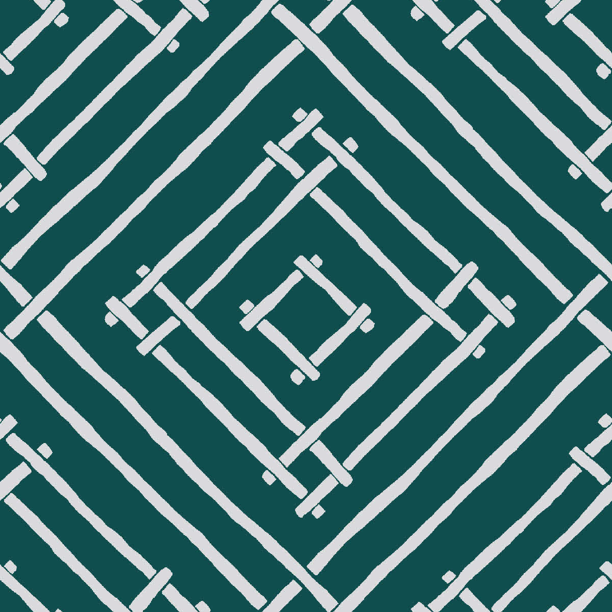 a blue and white bamboo trellis fabric called Island House by Madcap Cotttage