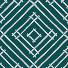 a blue and white bamboo trellis fabric called Island House by Madcap Cotttage