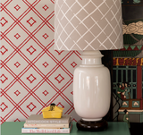 Island House Small Lacquer Red Wallpaper Sample