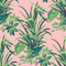 madcap cottage palm fabric featuring green palm leaf motifs on a pink background. 