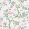 A pink and green chinoiserie fabric featuring pink and green cherry blossom motifs.