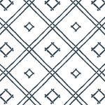 a blue bamboo trellis fabric on a white background by madcap cottage