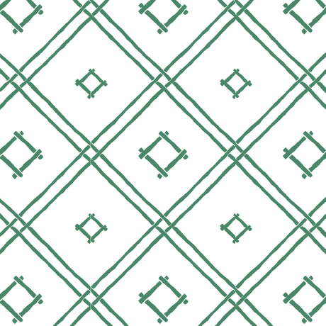 a dark green bamboo trellis fabric on a white background by madcap cottage