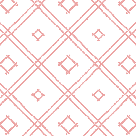 a pink bamboo trellis fabric on a white background by madcap cottage