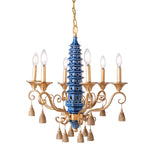 A navy blue pagoda chandelier