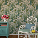 Old Peking Celadon Green Chinoiserie Wallpaper Sample