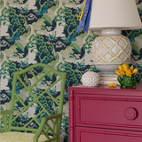 Old Peking Jungle Green Chinoiserie Wallpaper Sample