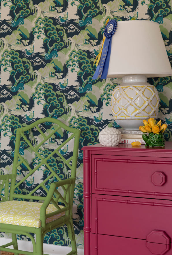 Old Peking Jungle Green Wallpaper Sample