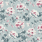 madcap Cottage geranium fabric featuring maroon and white geraniums with green leaves on a light blue background.