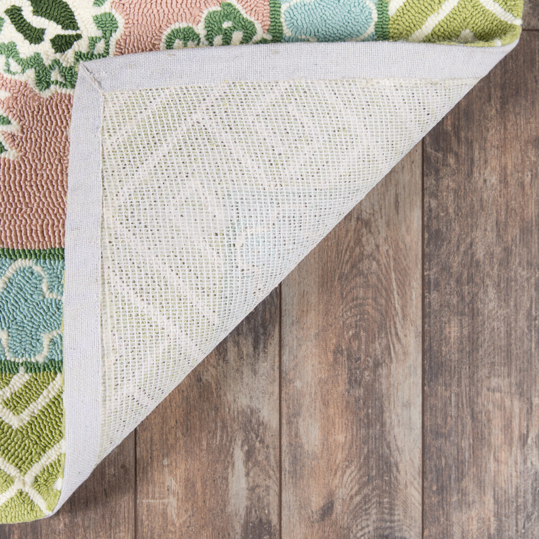 Pink And Green Shell Rug Temple Garden Pink and Green Indoor/Outdoor Area Rug – Madcap Cottage