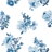 a floral blue and white fabric on a white background with blue flowers in a pattern called "Swans Island" by Madcap Cottage